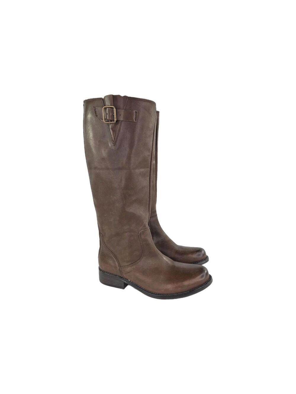 Steve Madden Trrott Knee High Boot US 8.5 M Brown Leather Back Zip Riding Boots